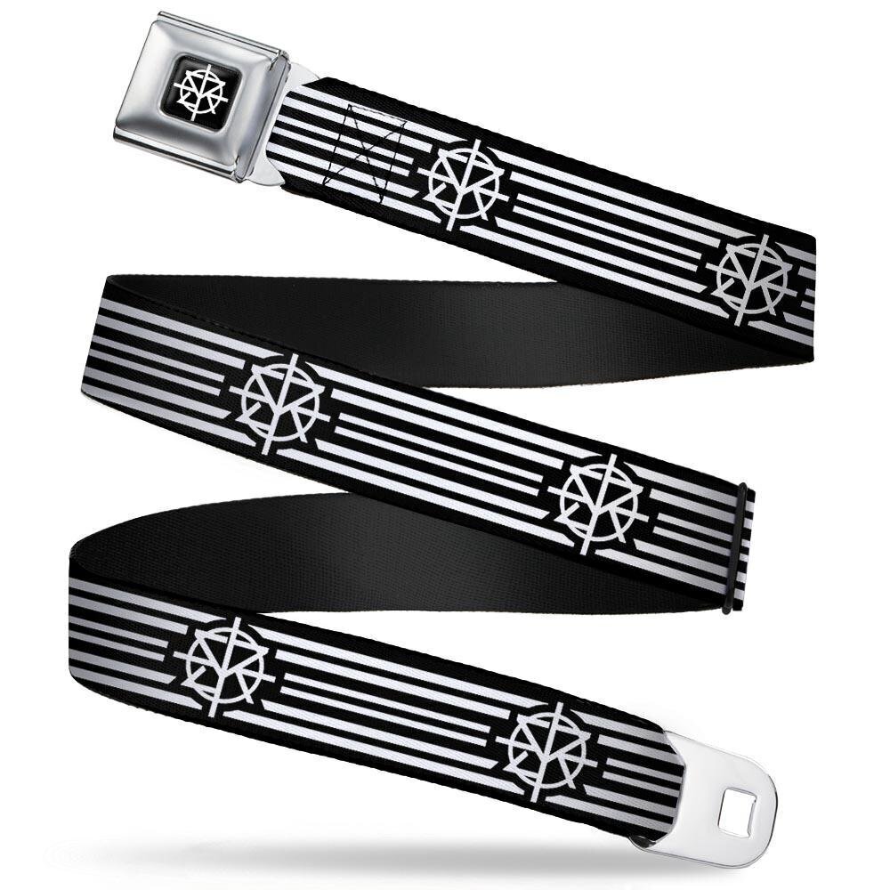 9529 Seatbelt Belt - Seth Rollins Tri-R Icon/Stripe Black/White - 1.5" Wide